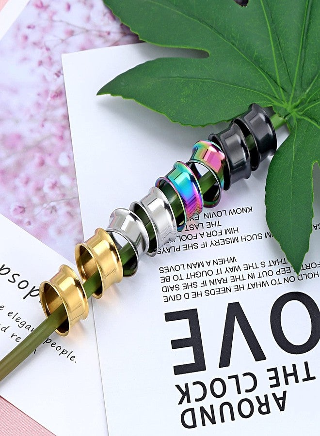 Qmcandy 4 Pairs Stainless Steel Double Twin Flare Flesh Tunnel Ear Plug Gauges 00g - Image 4